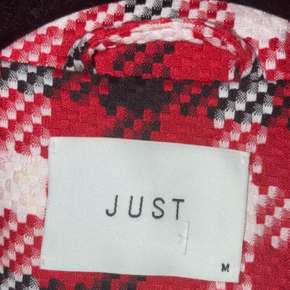 Just Female Holmes Red Check Blazer Size Medium - Picture 8 of 10